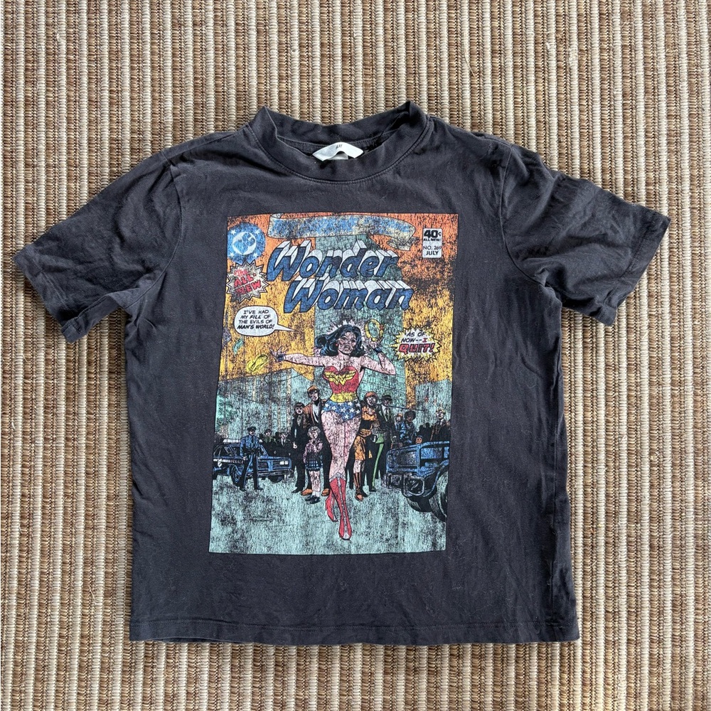 H&M Comic Style Wonder Woman Tee - Black and Multicolor